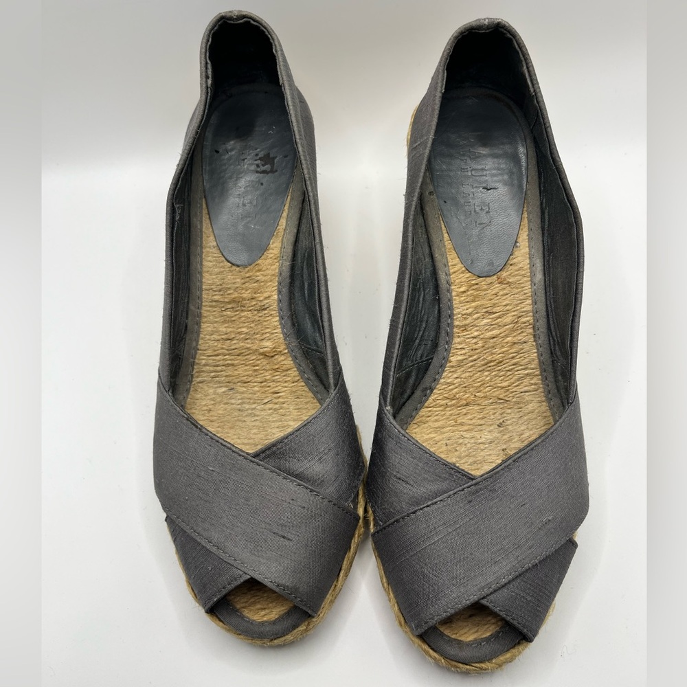 Lauren Ralph Lauren Cecilia Espadrille Wedge Gray Peep Toe Size 5.5 B